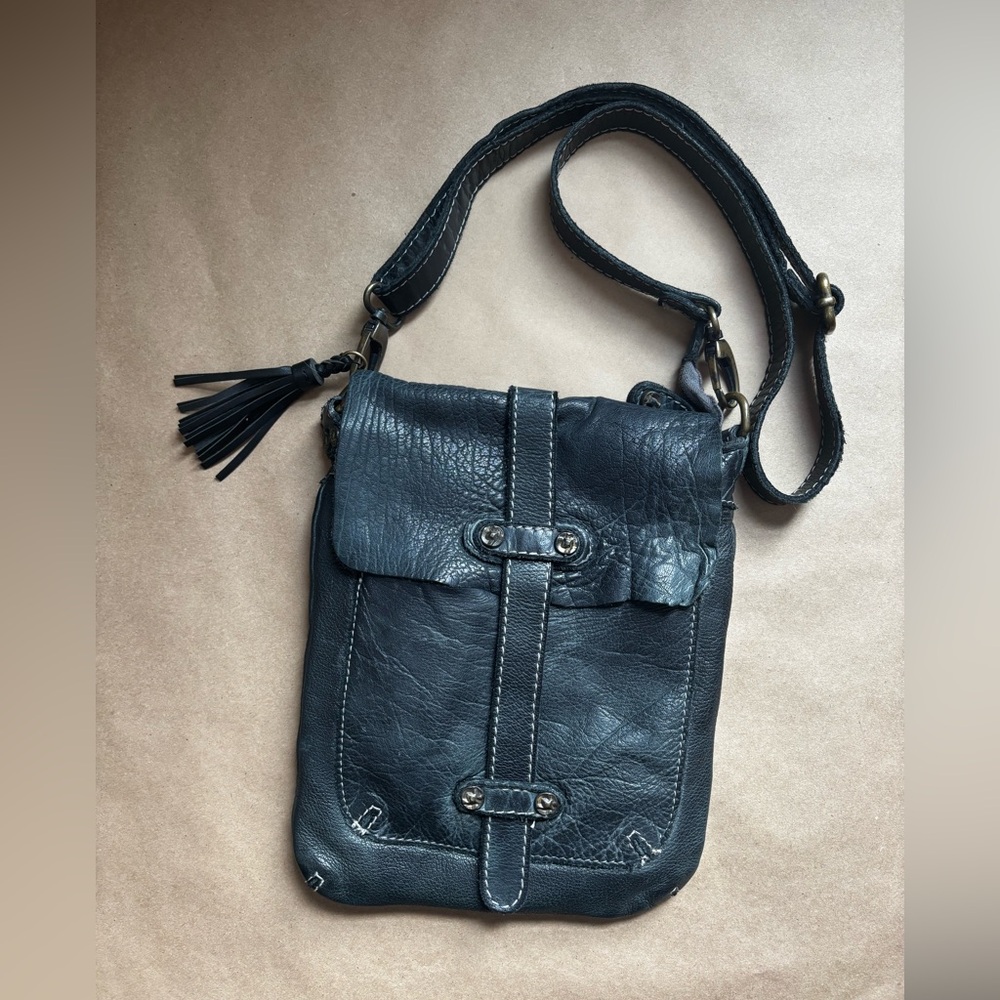 Civico 93 Real Leather Blue Crossbody bag NWOT